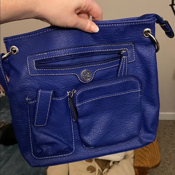 Blue Shoulder Bag with Multiple Pockets - Picture 3 of 7